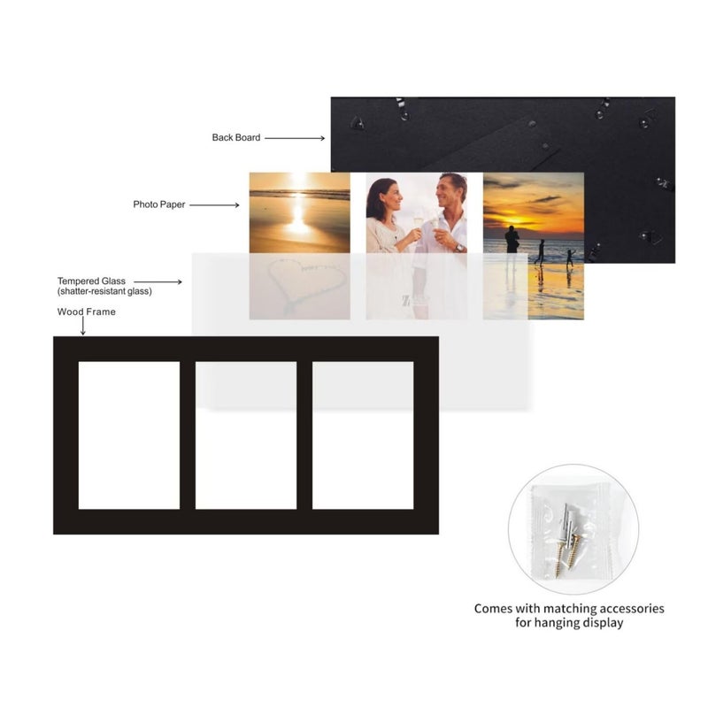 UMICAL 4x6 3-Opening Collage Picture Frame with Shatter-Resistant Glass & Black Wood Photo Frames for 4x6 Inch Pictures Display Made for Tabletop Stand and Wall Mounting - Image 5
